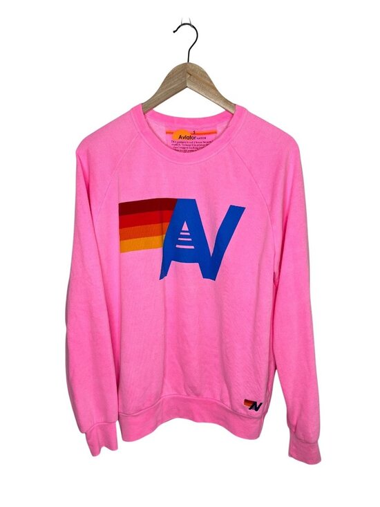 Aviator Nation Tops - Aviator Nation Logo Relaxed Pink Crewneck Sweatshirt Small